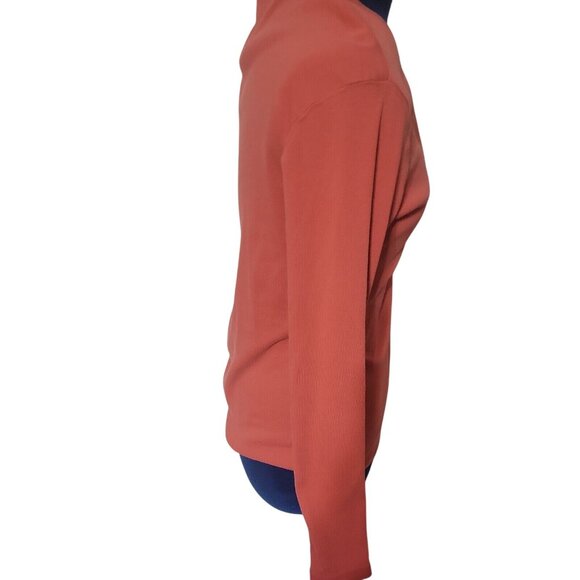 Eddie Bauer Womens V-Neck Long Sleeve Rust Top M 100% Cotton Made In Peru - Picture 5 of 6